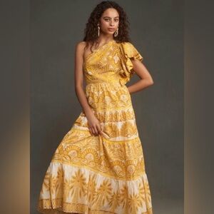 Farm Rio Ainika Tapestry One-Shoulder Maxi Dress